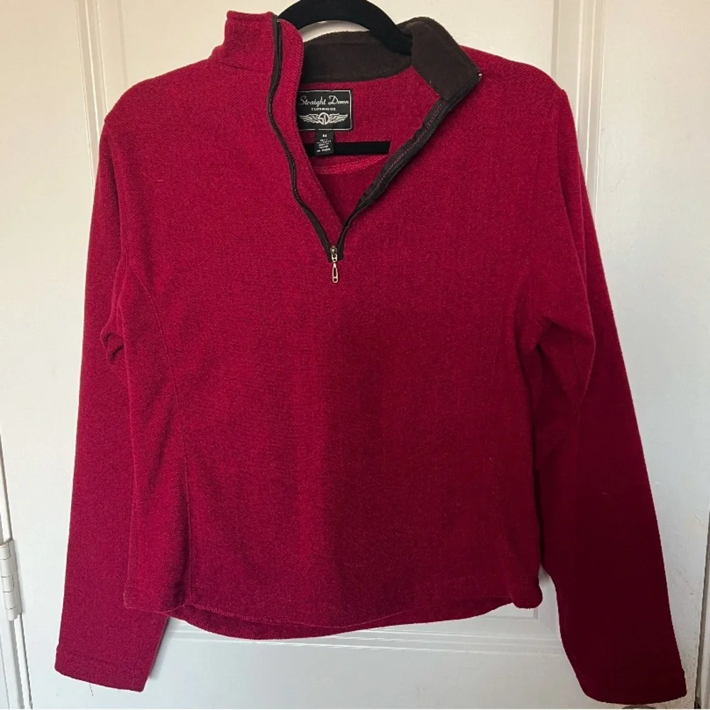 Straight‎ Down Red Quarter-Zip Sweater size Medium Cozy Fleece
